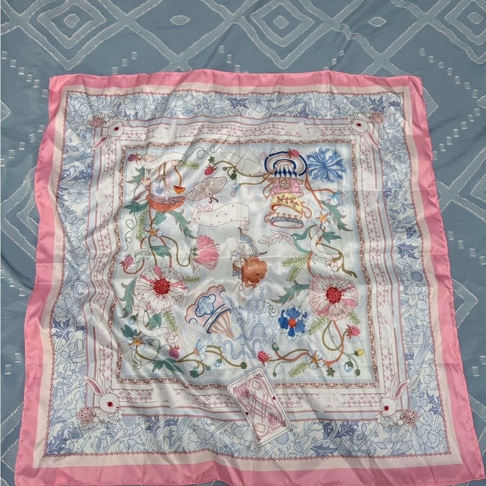 SHEIN Pink and White Floral Scarf